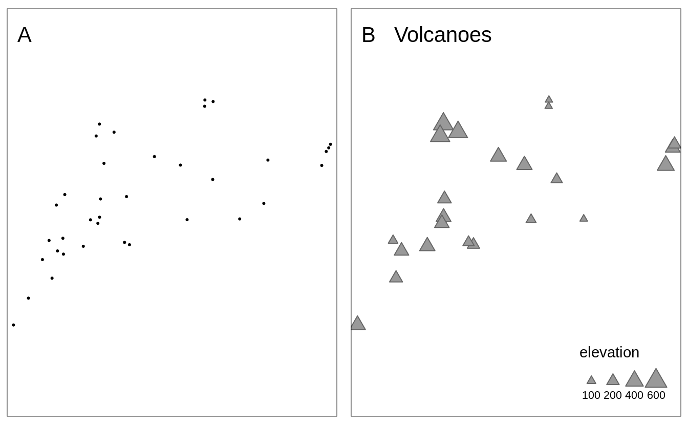 Two maps created with qtm(): (A) by providing only a shape object, (B) by providing a shape object and some other arguments.