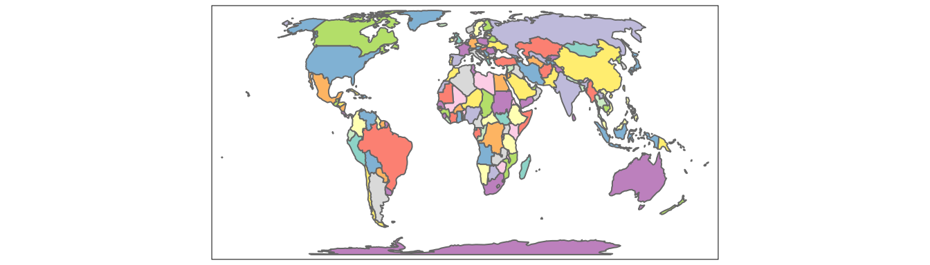 Example of a map with adjacent polygons having different colors.