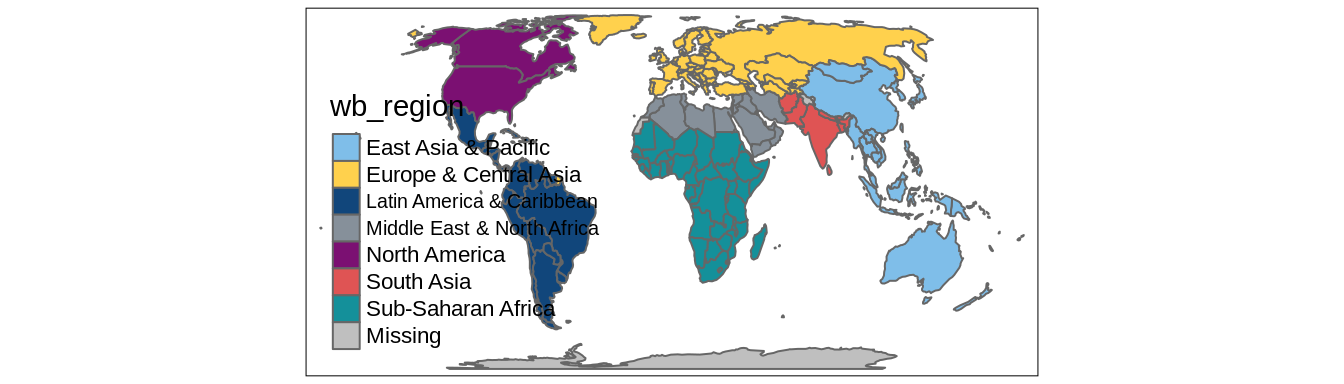 An example of a categorical map with manually selected colors.