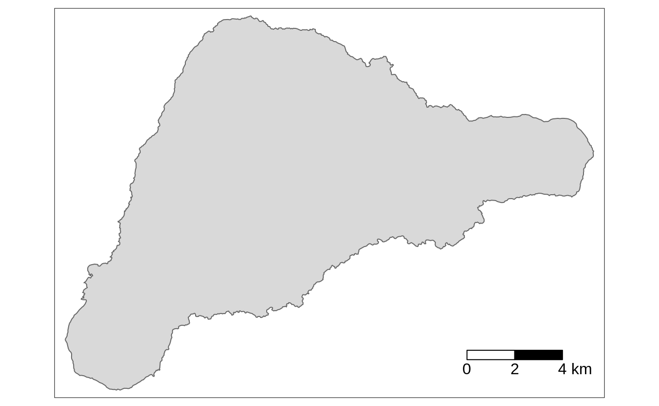 A map with a customized scale bar.